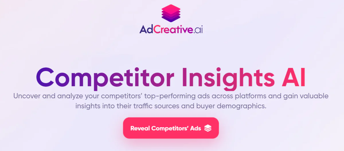 The AdCreative.ai Competitor Insights AI landing page.