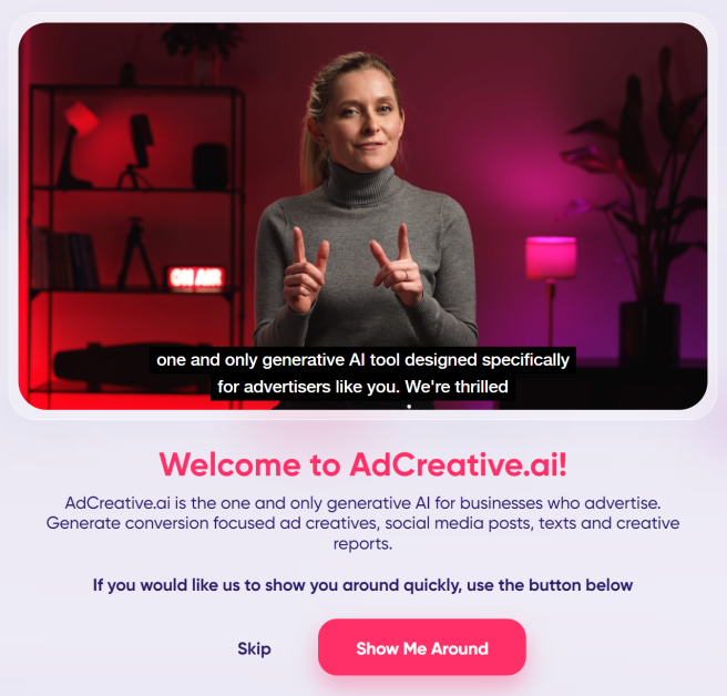 The AdCreative welcome video.