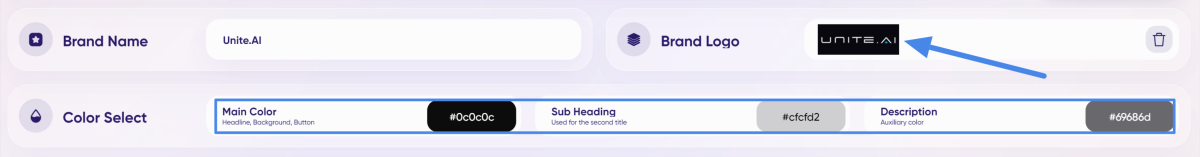 Uploaded brand logo with brand colors.