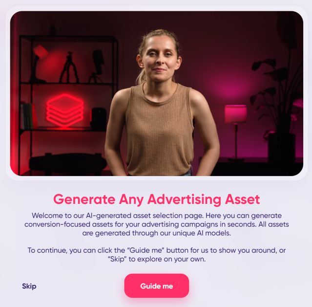 AdCreative welcome video for generating advertising assets.