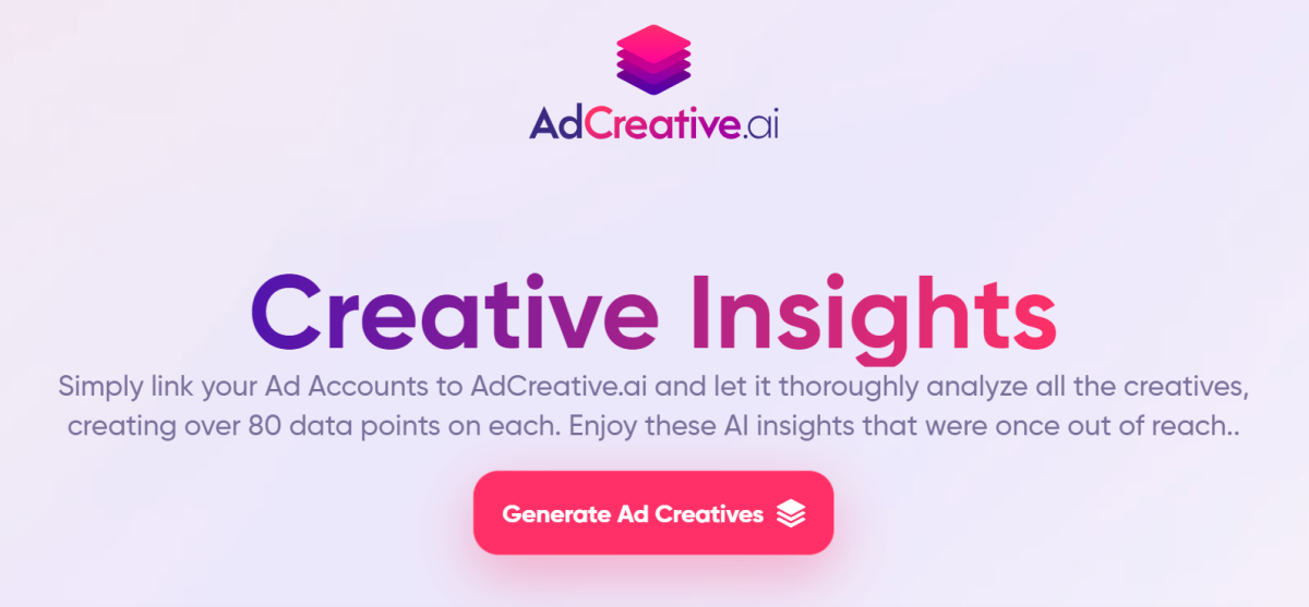 The AdCreative.ai Creative Insights landing page.