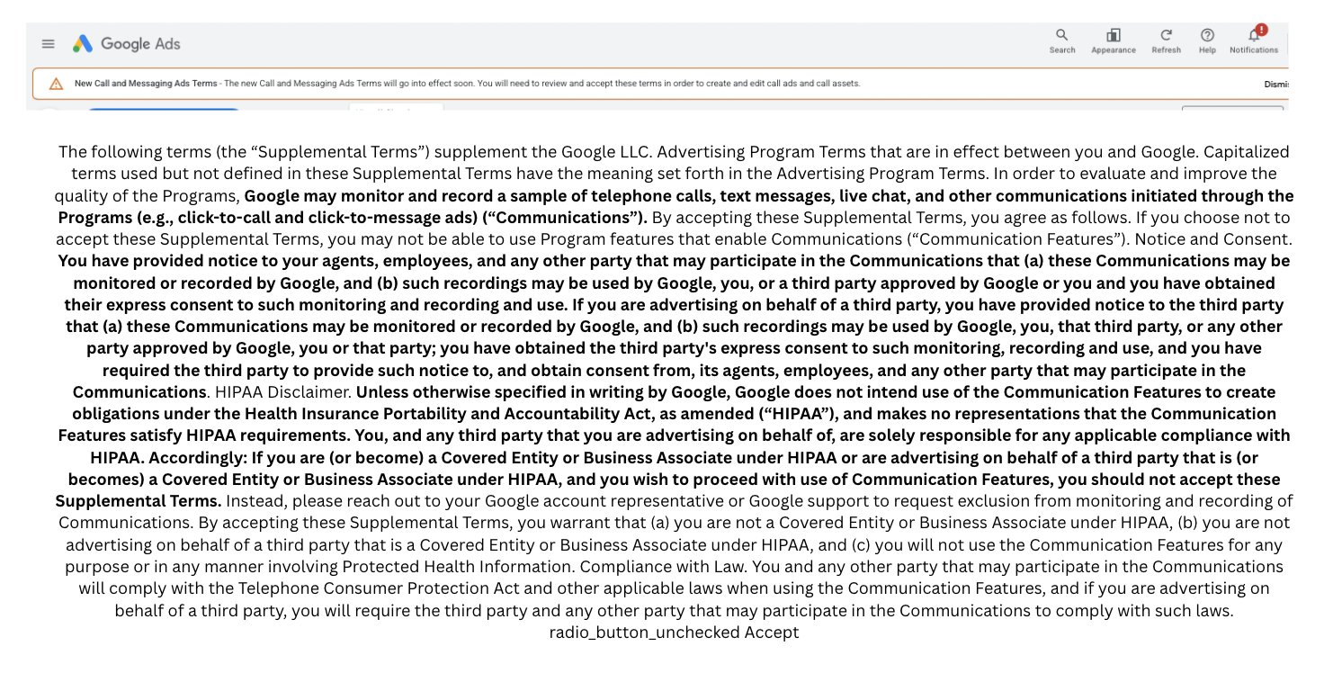 Google Ads New Call And Messaging Ads Terms