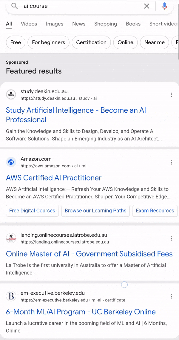 Google Ads Sticky Header Test