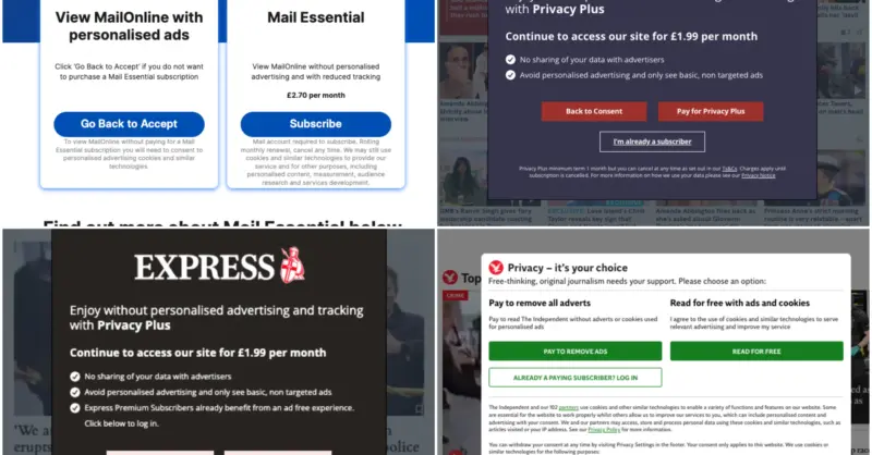 Sun, Mail, Mirror, Express and Independent roll out ‘consent or pay’ walls – Press Gazette